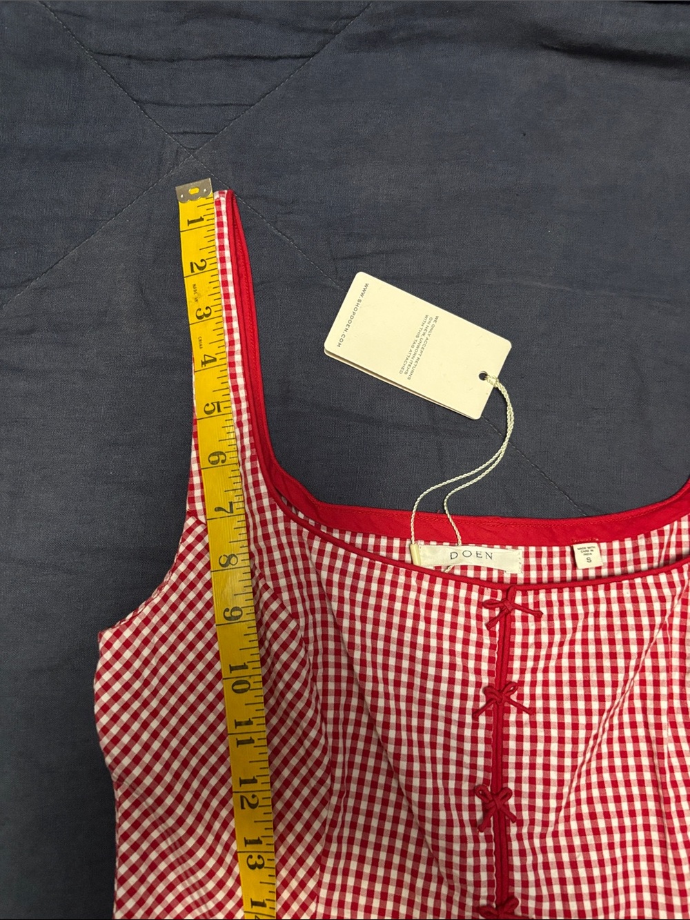 DÔEN Delaney Dress in Rouge La Maddalena Gingham, NWT - Picture 8 of 12